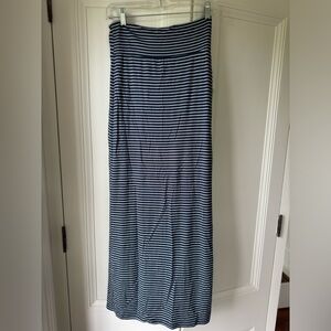 Navy striped maxi skirt